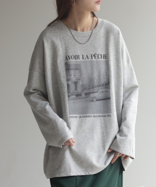 HUG.U(ハグユー)の「プリントフォトロンT(Tシャツ/カットソー・レディース・ホワイト/オレンジ/カーキ/ブラック/ライトグレー・FREE)」の15枚目の写真