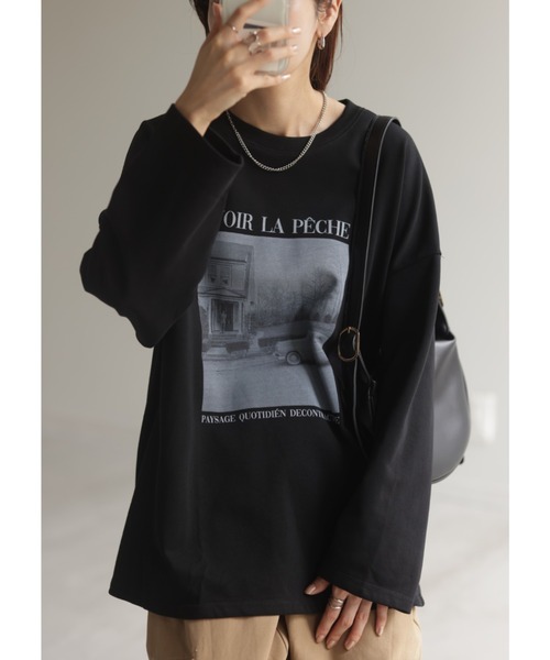 HUG.U(ハグユー)の「プリントフォトロンT(Tシャツ/カットソー・レディース・ホワイト/オレンジ/カーキ/ブラック/ライトグレー・FREE)」の17枚目の写真
