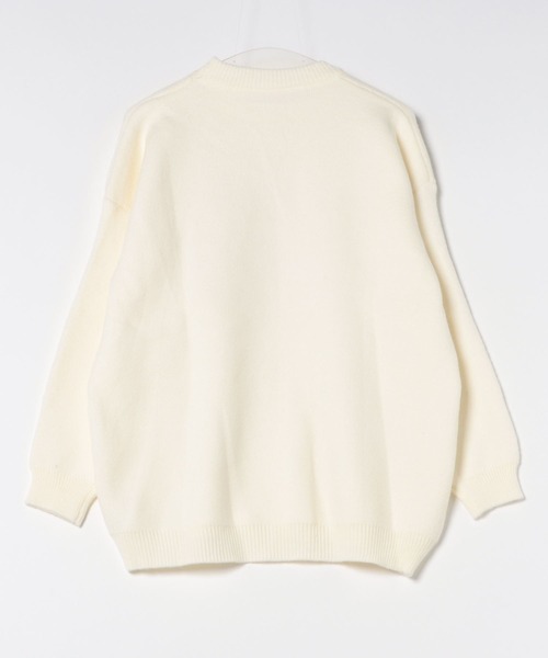 セール】オーバーサイズロゴプリントルーズニット レタープリント