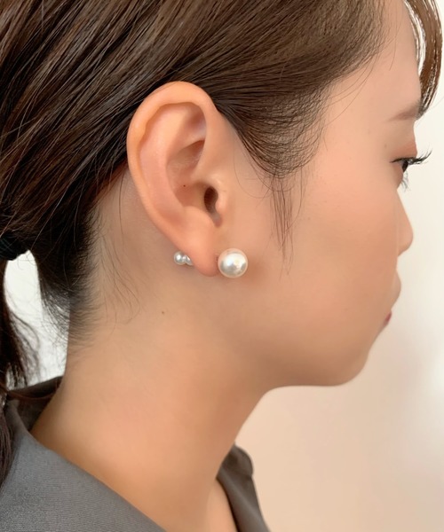 セール】2way パールキャッチ & 2連パールピアス (両耳用