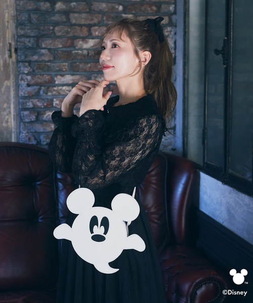 レア　希少　ディズニー　ミッキー　ショルダー　ハンド　フェイス　バッグ　エナメル Disney（ディズニー）の「ミッキー/モノトーンフェイスバッグ