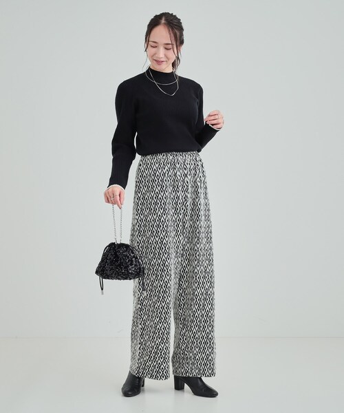 DRESKIP（ドレスキップ）の「◆【洗える】1枚でこなれ見え 配色ライン リブハイネックニット（ニット/セーター・レディース・ライトブルー/ライトグレー/ブラック/オフホワイト/オレンジ/ホワイト系5・03/02/04）」の13枚目の写真