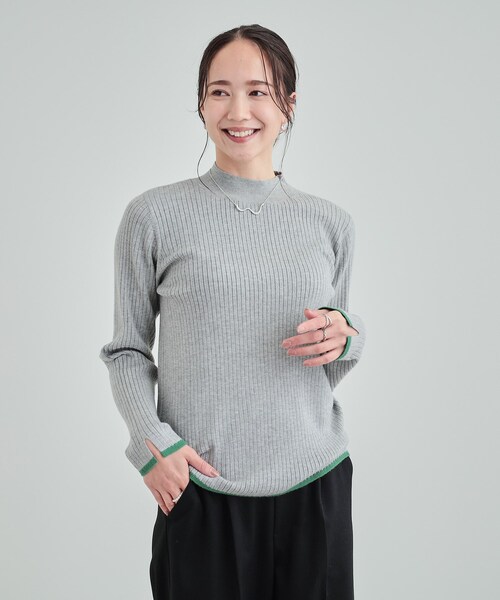 DRESKIP（ドレスキップ）の「◆【洗える】1枚でこなれ見え 配色ライン リブハイネックニット（ニット/セーター・レディース・ライトブルー/ライトグレー/ブラック/オフホワイト/オレンジ/ホワイト系5・03/02/04）」の19枚目の写真