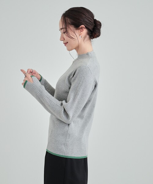 DRESKIP（ドレスキップ）の「◆【洗える】1枚でこなれ見え 配色ライン リブハイネックニット（ニット/セーター・レディース・ライトブルー/ライトグレー/ブラック/オフホワイト/オレンジ/ホワイト系5・03/02/04）」の20枚目の写真