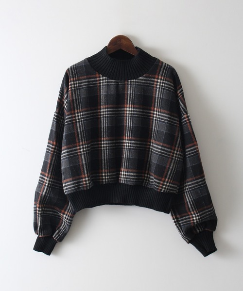 SpRay(スプレイ)の「フェイクウールチェックリブハイネックトップス(ニット/セーター・レディース・グレイッシュベージュ/ブラック/ベージュ/アイボリー・FREE)」の18枚目の写真