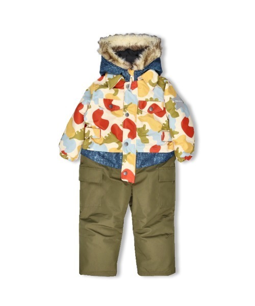 【セール】恐竜・デニム柄スノーコンビ（ロンパース）｜moujonjon（ムージョンジョン）