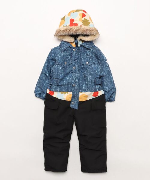 【セール】恐竜・デニム柄スノーコンビ（ロンパース）｜moujonjon（ムージョンジョン）