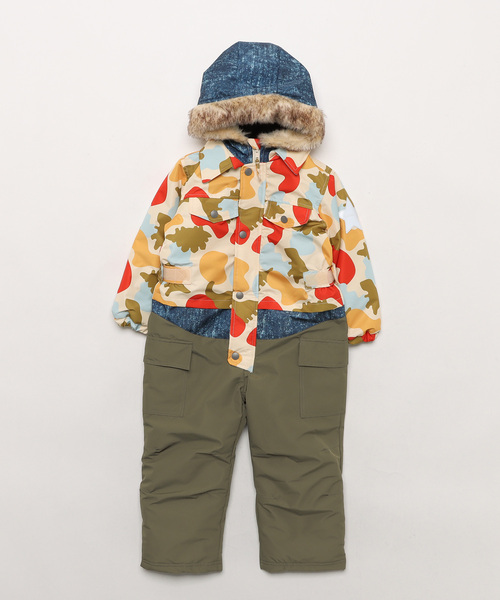 【セール】恐竜・デニム柄スノーコンビ（ロンパース）｜moujonjon（ムージョンジョン）