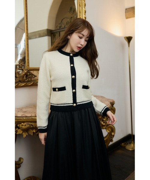 トップス Boucle Bicolor Knit Jacket Boucle Bicolor Knit Jacket（ニット/セーター）｜Her lip to（ハー