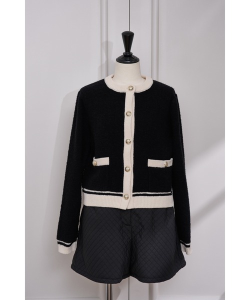 Boucle Bicolor Knit Jacket（ニット/セーター）｜Her lip to（ハー