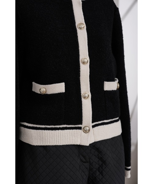 Boucle Bicolor Knit Jacket（ニット/セーター）｜Her lip to（ハー
