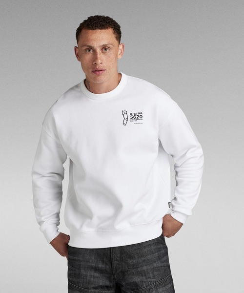 G-STAR（ジースター）の「5620 SWEATER/オーバーサイズバックプリントグラフィックロゴスウェット（スウェット・メンズ・ホワイト/ダークブラック・SMALL/MEDIUM/LARGE）」の9枚目の写真