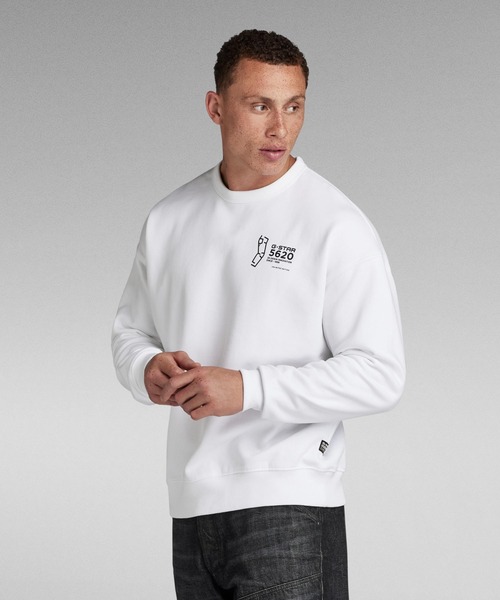 G-STAR（ジースター）の「5620 SWEATER/オーバーサイズバックプリントグラフィックロゴスウェット（スウェット・メンズ・ホワイト/ダークブラック・SMALL/MEDIUM/LARGE）」の8枚目の写真