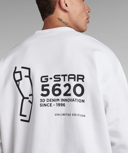 G-STAR（ジースター）の「5620 SWEATER/オーバーサイズバックプリントグラフィックロゴスウェット（スウェット・メンズ・ホワイト/ダークブラック・SMALL/MEDIUM/LARGE）」の10枚目の写真