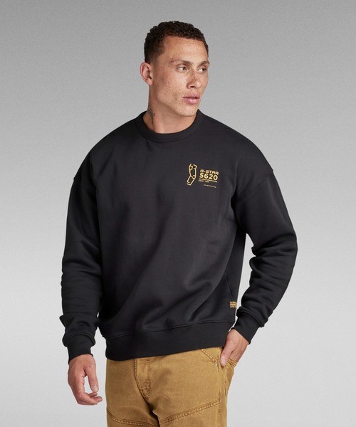 G-STAR（ジースター）の「5620 SWEATER/オーバーサイズバックプリントグラフィックロゴスウェット（スウェット・メンズ・ホワイト/ダークブラック・SMALL/MEDIUM/LARGE）」の4枚目の写真