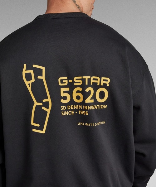 G-STAR（ジースター）の「5620 SWEATER/オーバーサイズバックプリントグラフィックロゴスウェット（スウェット・メンズ・ホワイト/ダークブラック・SMALL/MEDIUM/LARGE）」の5枚目の写真