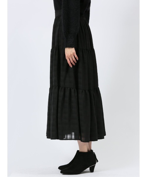 m.f.editorial（エムエフエディトリアル）の「【 ハンドウォッシャブル】m.f.エディトリアル レディース 表地ストレッチ ロング ティアードスカート（スカート・レディース・アイボリー/ブラック・MEDIUM/LARGE）」の6枚目の写真