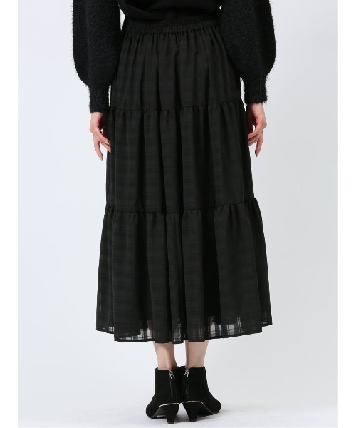 m.f.editorial（エムエフエディトリアル）の「【 ハンドウォッシャブル】m.f.エディトリアル レディース 表地ストレッチ ロング ティアードスカート（スカート・レディース・アイボリー/ブラック・MEDIUM/LARGE）」の7枚目の写真