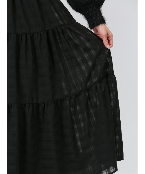 m.f.editorial（エムエフエディトリアル）の「【 ハンドウォッシャブル】m.f.エディトリアル レディース 表地ストレッチ ロング ティアードスカート（スカート・レディース・アイボリー/ブラック・MEDIUM/LARGE）」の9枚目の写真