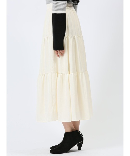 m.f.editorial（エムエフエディトリアル）の「【 ハンドウォッシャブル】m.f.エディトリアル レディース 表地ストレッチ ロング ティアードスカート（スカート・レディース・アイボリー/ブラック・MEDIUM/LARGE）」の16枚目の写真