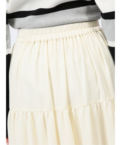 m.f.editorial（エムエフエディトリアル）の「【 ハンドウォッシャブル】m.f.エディトリアル レディース 表地ストレッチ ロング ティアードスカート（スカート・レディース・アイボリー/ブラック・MEDIUM/LARGE）」の18枚目の写真