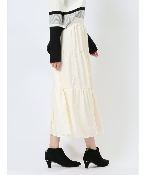 m.f.editorial（エムエフエディトリアル）の「【 ハンドウォッシャブル】m.f.エディトリアル レディース 表地ストレッチ ロング ティアードスカート（スカート・レディース・アイボリー/ブラック・MEDIUM/LARGE）」の21枚目の写真