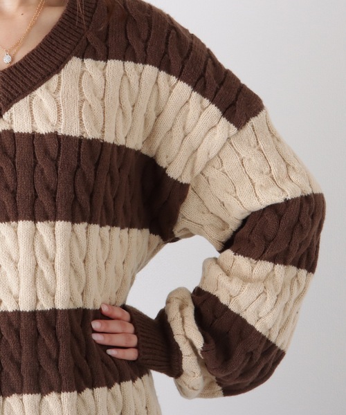 VNECK バイカラー デザイン ウール ニット セーター イタリア製 M 140-150]襟付きバイカラーニット(ニット・セーター) | a.v.v KIDS(アー