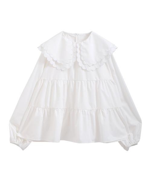 MERAKI（メラキ）の「ダブルカラースカラップブラウス（シャツ/ブラウス・レディース・ホワイト/ブラック×ホワイト/モカ/ホワイト×ブラック/ブラック・FREE）」の15枚目の写真