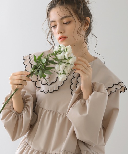 MERAKI（メラキ）の「ダブルカラースカラップブラウス（シャツ/ブラウス・レディース・ホワイト/ブラック×ホワイト/モカ/ホワイト×ブラック/ブラック・FREE）」の18枚目の写真