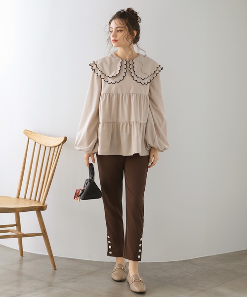 MERAKI（メラキ）の「ダブルカラースカラップブラウス（シャツ/ブラウス・レディース・ホワイト/ブラック×ホワイト/モカ/ホワイト×ブラック/ブラック・FREE）」の20枚目の写真