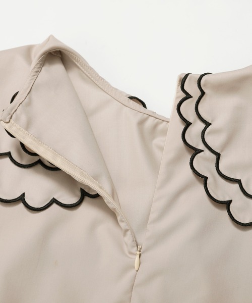 MERAKI（メラキ）の「ダブルカラースカラップブラウス（シャツ/ブラウス・レディース・ホワイト/ブラック×ホワイト/モカ/ホワイト×ブラック/ブラック・FREE）」の9枚目の写真