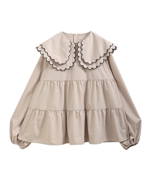 MERAKI（メラキ）の「ダブルカラースカラップブラウス（シャツ/ブラウス・レディース・ホワイト/ブラック×ホワイト/モカ/ホワイト×ブラック/ブラック・FREE）」の13枚目の写真