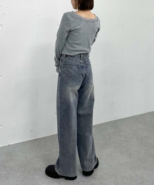 archives(アルシーヴ)の「【入荷禁止】レーストリミングテレコTOPS(Tシャツ/カットソー・レディース・グレー/オフホワイト/ブラック・MEDIUM)」の9枚目の写真