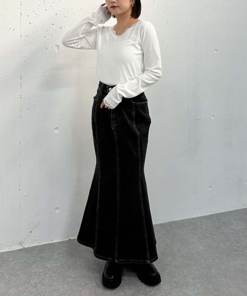 archives(アルシーヴ)の「【入荷禁止】レーストリミングテレコTOPS(Tシャツ/カットソー・レディース・グレー/オフホワイト/ブラック・MEDIUM)」の14枚目の写真