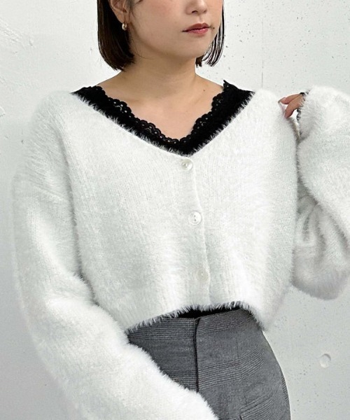 archives(アルシーヴ)の「【入荷禁止】レーストリミングテレコTOPS(Tシャツ/カットソー・レディース・グレー/オフホワイト/ブラック・MEDIUM)」の16枚目の写真