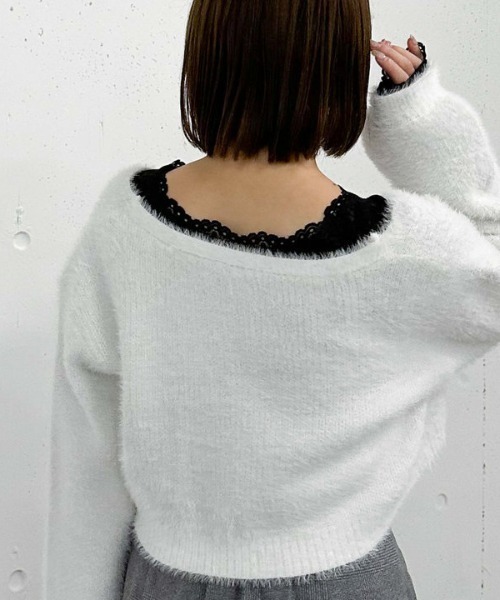 archives(アルシーヴ)の「【入荷禁止】レーストリミングテレコTOPS(Tシャツ/カットソー・レディース・グレー/オフホワイト/ブラック・MEDIUM)」の17枚目の写真
