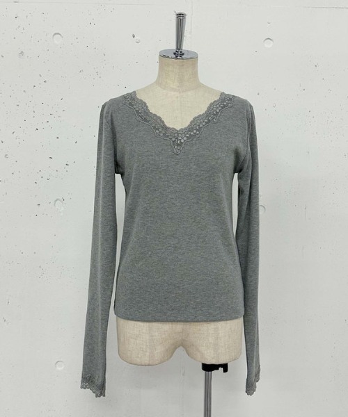 archives(アルシーヴ)の「【入荷禁止】レーストリミングテレコTOPS(Tシャツ/カットソー・レディース・グレー/オフホワイト/ブラック・MEDIUM)」の22枚目の写真