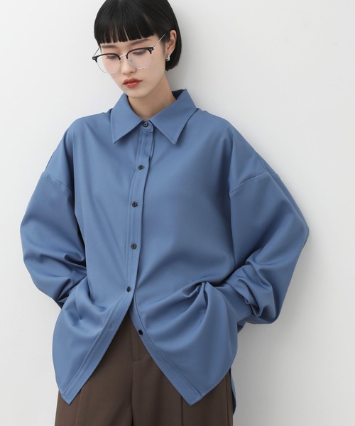 NOGLE（ノグル）の「【NOGLE/ノグル】ドレープオーバーシャツ（シャツ/ブラウス・レディース・ブラック/アイボリー/ブルー/ホワイト/ブラウン/ダークブルー/グレイッシュベージュ/ピンク・FREE）」の7枚目の写真