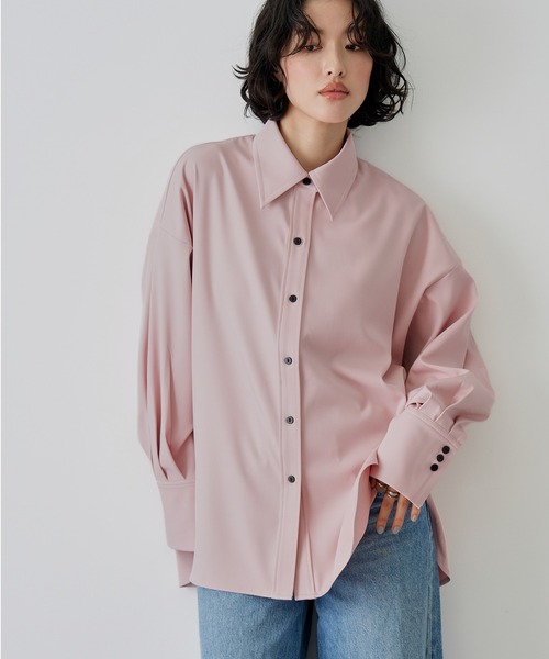 NOGLE（ノグル）の「【NOGLE/ノグル】ドレープオーバーシャツ（シャツ/ブラウス・レディース・ブラック/アイボリー/ブルー/ホワイト/ブラウン/ダークブルー/グレイッシュベージュ/ピンク・FREE）」の8枚目の写真