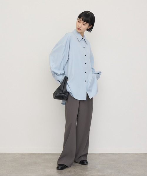 NOGLE（ノグル）の「【NOGLE/ノグル】ドレープオーバーシャツ（シャツ/ブラウス・レディース・ブラック/アイボリー/ブルー/ホワイト/ブラウン/ダークブルー/グレイッシュベージュ/ピンク・FREE）」の14枚目の写真