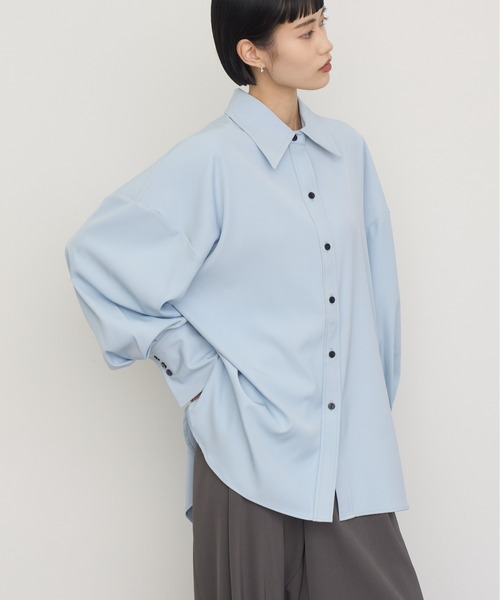 NOGLE（ノグル）の「【NOGLE/ノグル】ドレープオーバーシャツ（シャツ/ブラウス・レディース・ブラック/アイボリー/ブルー/ホワイト/ブラウン/ダークブルー/グレイッシュベージュ/ピンク・FREE）」の9枚目の写真