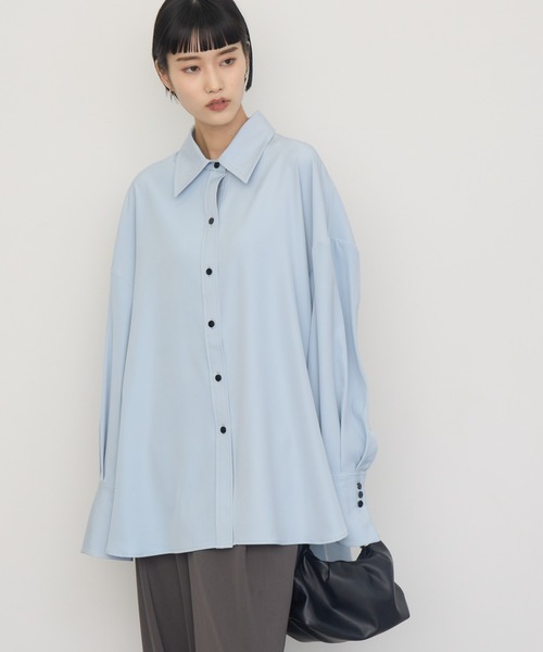 NOGLE（ノグル）の「【NOGLE/ノグル】ドレープオーバーシャツ（シャツ/ブラウス・レディース・ブラック/アイボリー/ブルー/ホワイト/ブラウン/ダークブルー/グレイッシュベージュ/ピンク・FREE）」の11枚目の写真