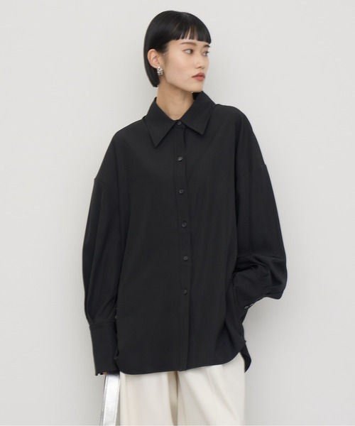 NOGLE（ノグル）の「【NOGLE/ノグル】ドレープオーバーシャツ（シャツ/ブラウス・レディース・ブラック/アイボリー/ブルー/ホワイト/ブラウン/ダークブルー/グレイッシュベージュ/ピンク・FREE）」の19枚目の写真