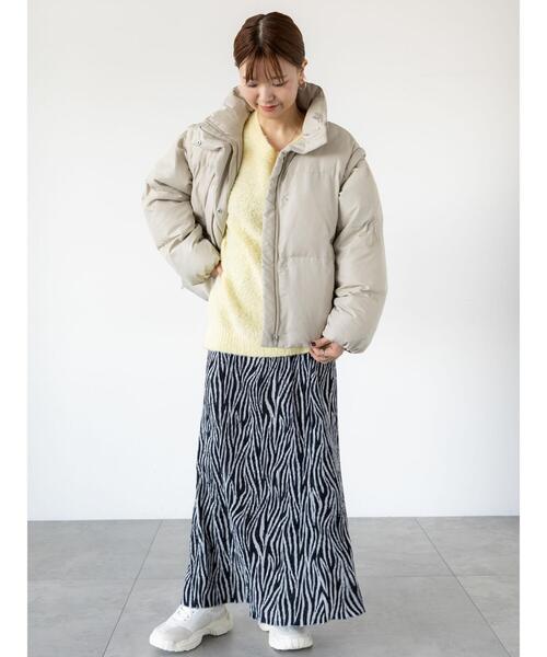 Lugnoncure（ルノンキュール）の「アニマル柄楊柳ベロアスカート（スカート・レディース・ブラック/ベージュ・F）」の3枚目の写真