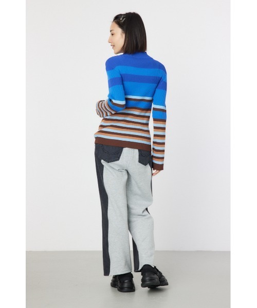 RODEO CROWNS WIDE BOWL（ロデオクラウンズワイドボウル）の「マルチボーダーハイネックトップス（ニット/セーター・レディース・ブルー系その他/ブラウン系その他/グレー系その他・FREE）」の8枚目の写真