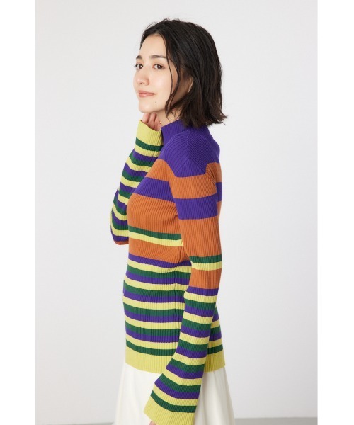 RODEO CROWNS WIDE BOWL（ロデオクラウンズワイドボウル）の「マルチボーダーハイネックトップス（ニット/セーター・レディース・ブルー系その他/ブラウン系その他/グレー系その他・FREE）」の16枚目の写真