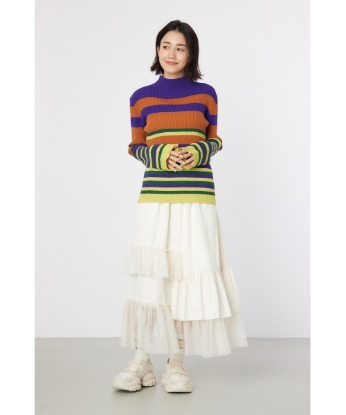 RODEO CROWNS WIDE BOWL（ロデオクラウンズワイドボウル）の「マルチボーダーハイネックトップス（ニット/セーター・レディース・ブルー系その他/ブラウン系その他/グレー系その他・FREE）」の18枚目の写真