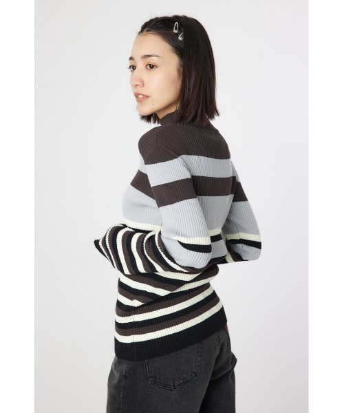 RODEO CROWNS WIDE BOWL（ロデオクラウンズワイドボウル）の「マルチボーダーハイネックトップス（ニット/セーター・レディース・ブルー系その他/ブラウン系その他/グレー系その他・FREE）」の10枚目の写真