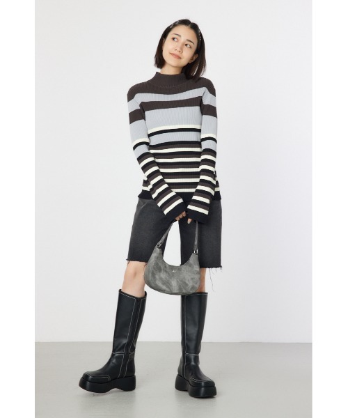 RODEO CROWNS WIDE BOWL（ロデオクラウンズワイドボウル）の「マルチボーダーハイネックトップス（ニット/セーター・レディース・ブルー系その他/ブラウン系その他/グレー系その他・FREE）」の12枚目の写真