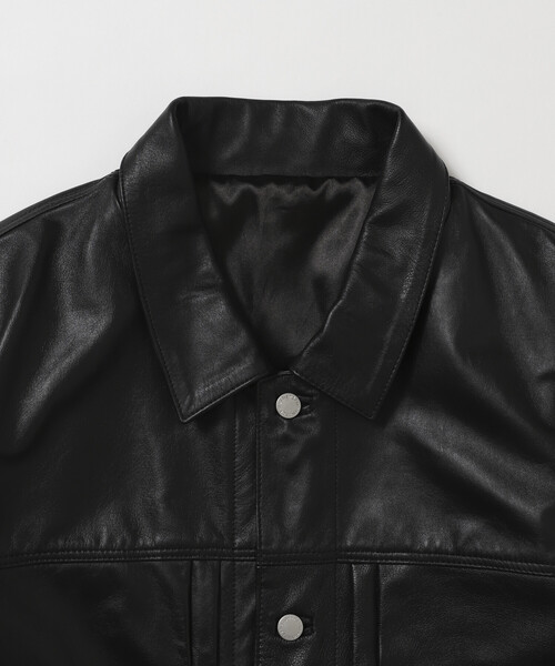 Firsthand（ファーストハンド）の「Firsthand/ファーストハンド Big Cowleather Jacket WP / ビッグシルエット カウレザージャケット / 撥水レザー / 牛革（ブルゾン・メンズ・ブラック・M/L）」の16枚目の写真